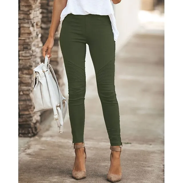 Women's Dress Pants Tights Pants Trousers Ankle-Length Cotton Micro-elastic Mid Waist Fashion Casual Weekend Black Yellow S M Spring &  Fall