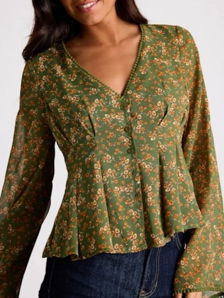 Floral V-Neck Blouse