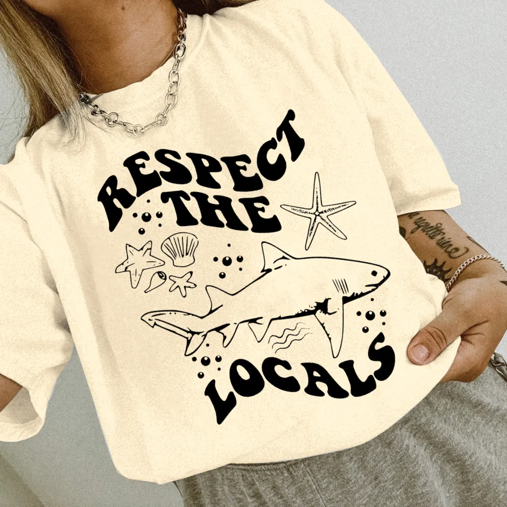 Respect Locals Shark Print Loose Tee