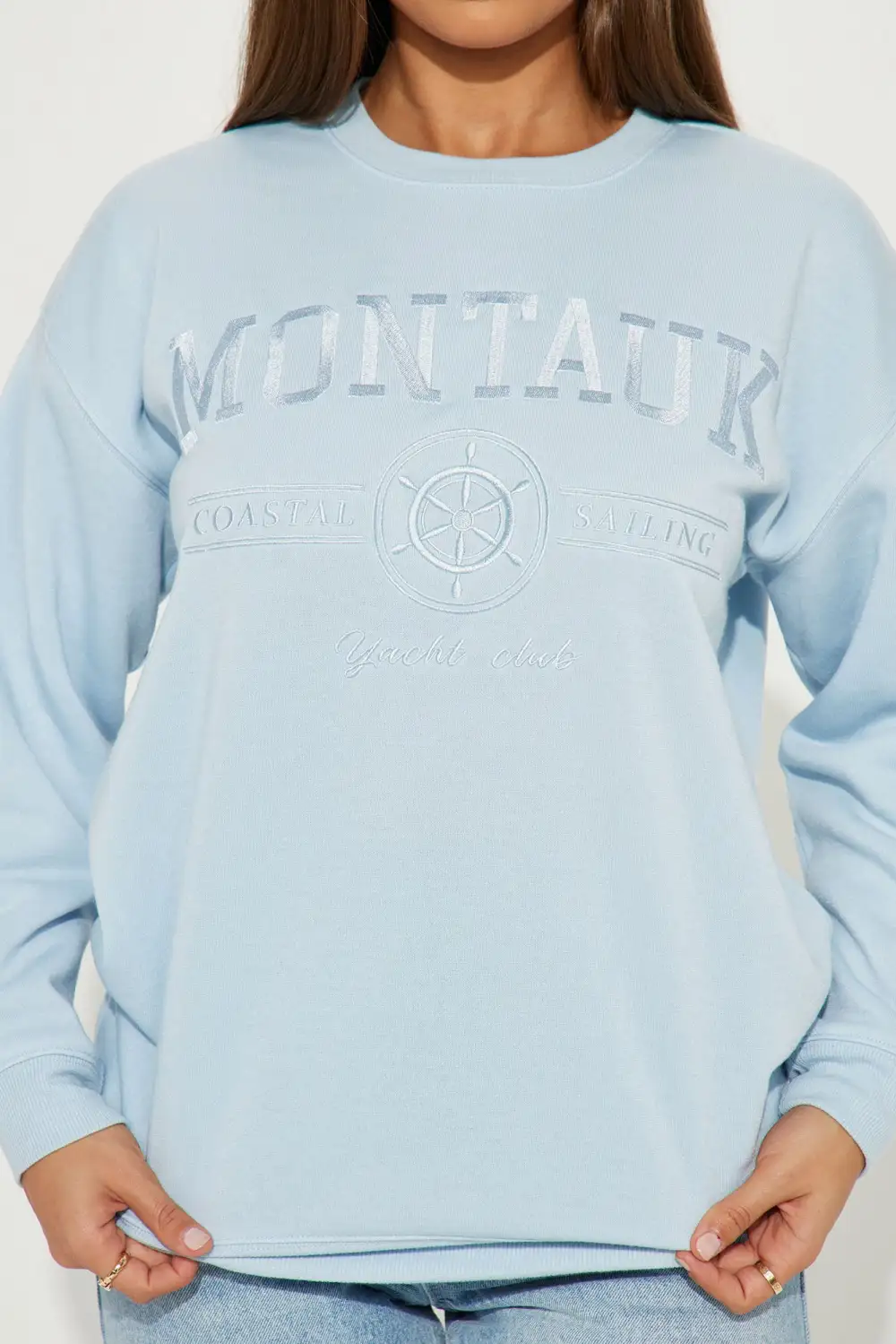 Weekend Vibes Embroidered Sweatshirt - Blue