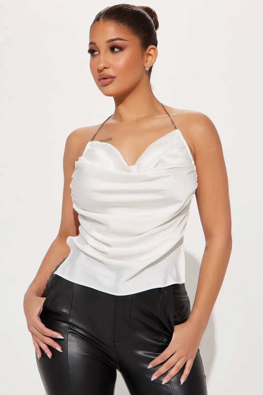 Cherish This Forever Satin Top - White