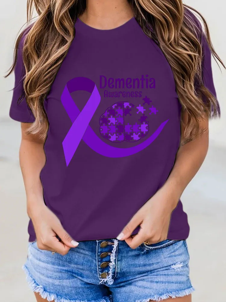 Women's Dementia Doesn't Come With A Manual Dementia Warrior Support Print T-Shirt
