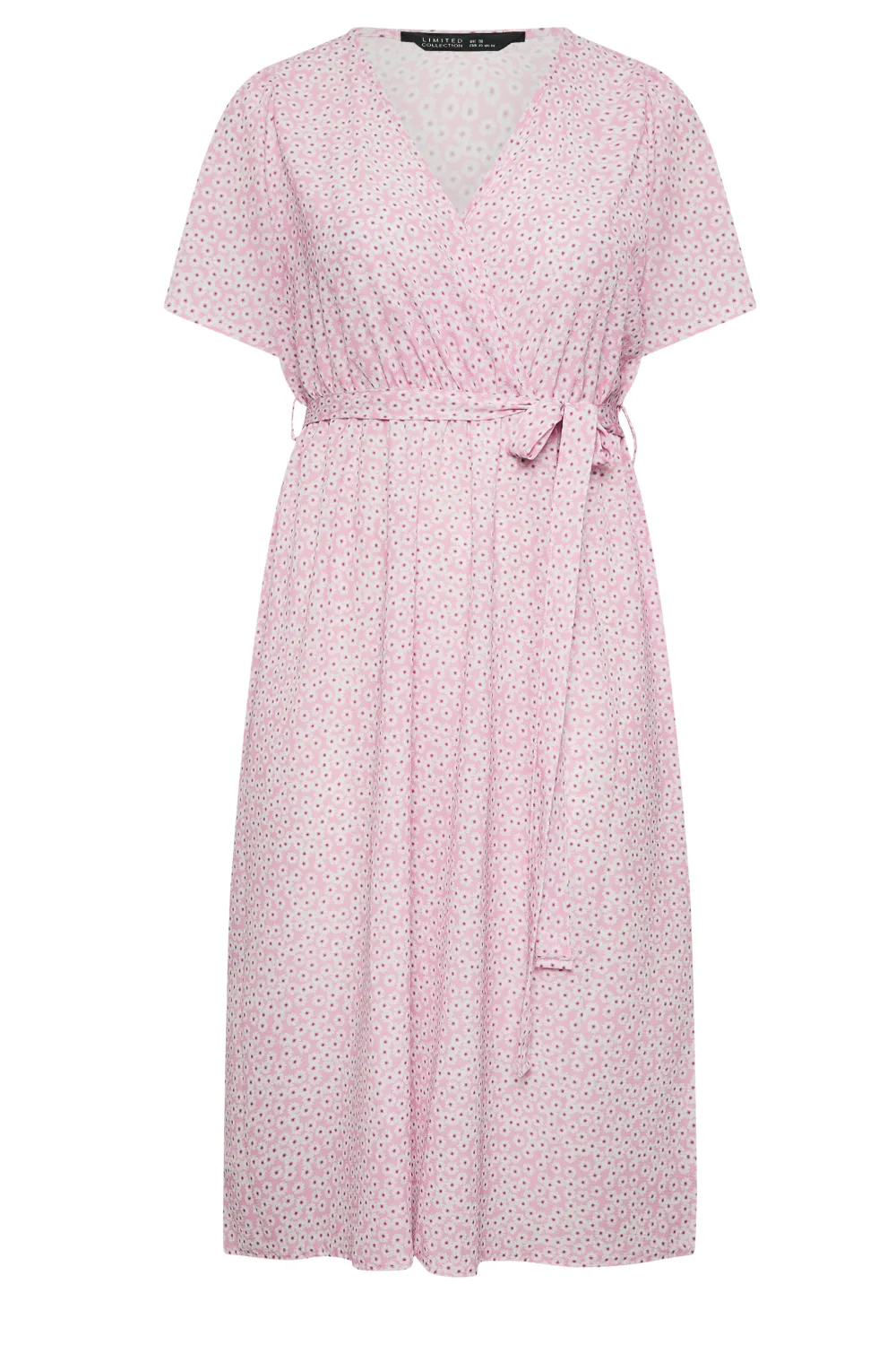 YOURS Curve Pink Ditsy Floral Print Wrap Dress