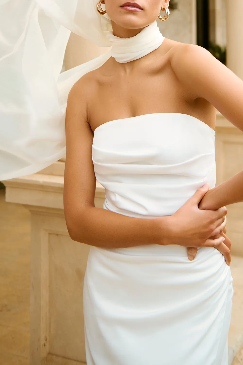 White Women's Solid Color Shawl