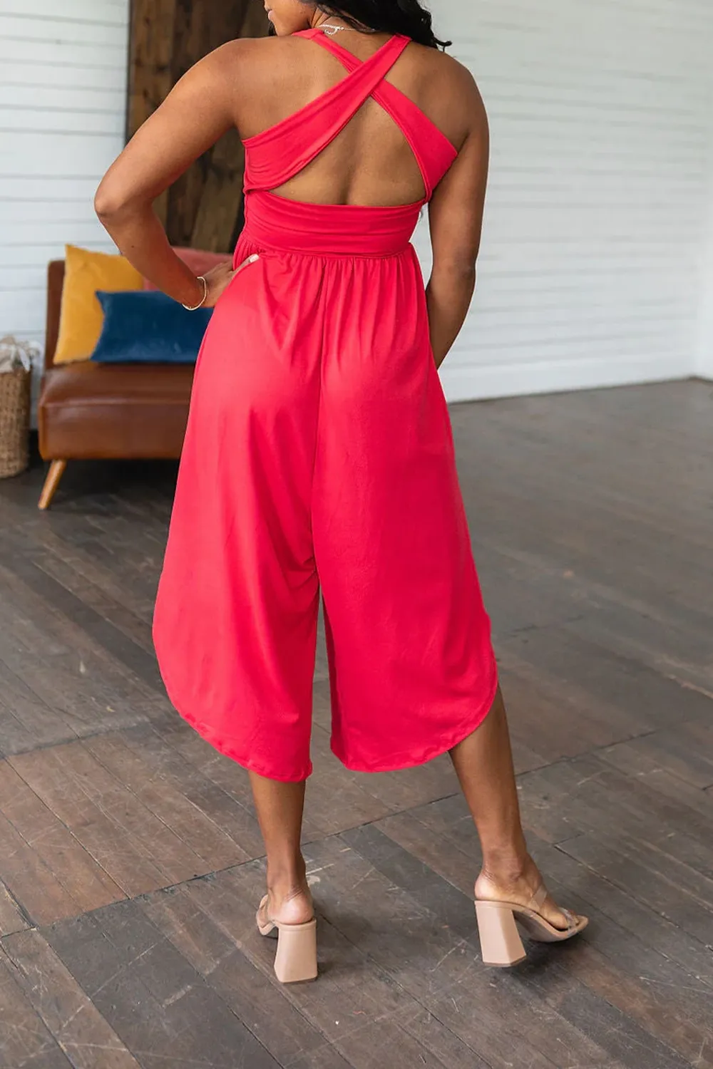 Red Daily Loose Personality Jumpsuit