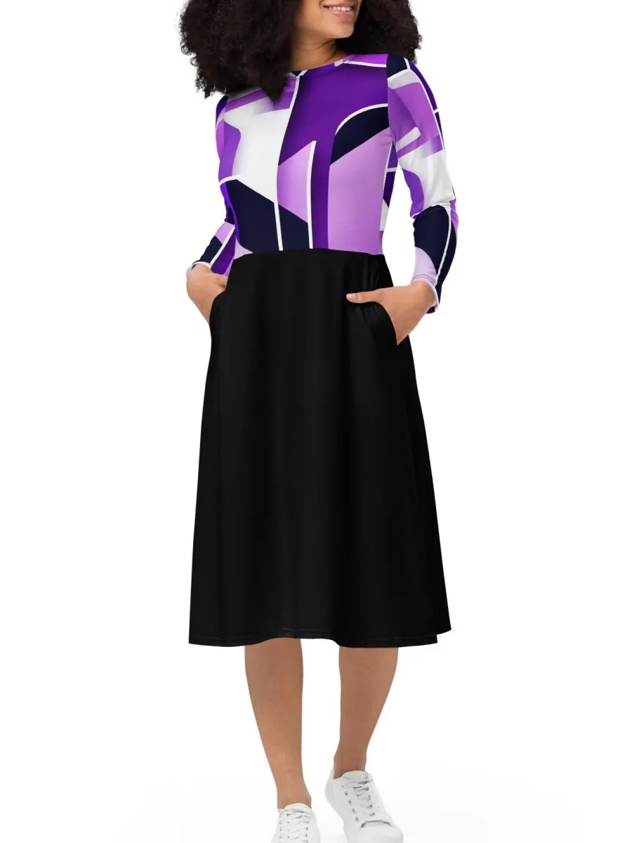 Color-Blocked Midi Dress