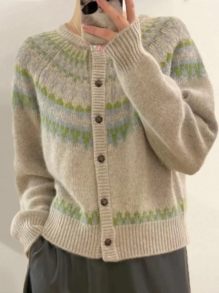Fairman Isle Jacquard Single Breasted Cardigan