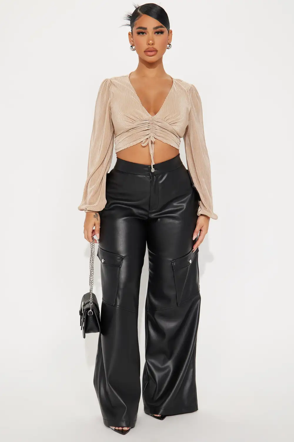 Amanza Plisse Blouse - Beige