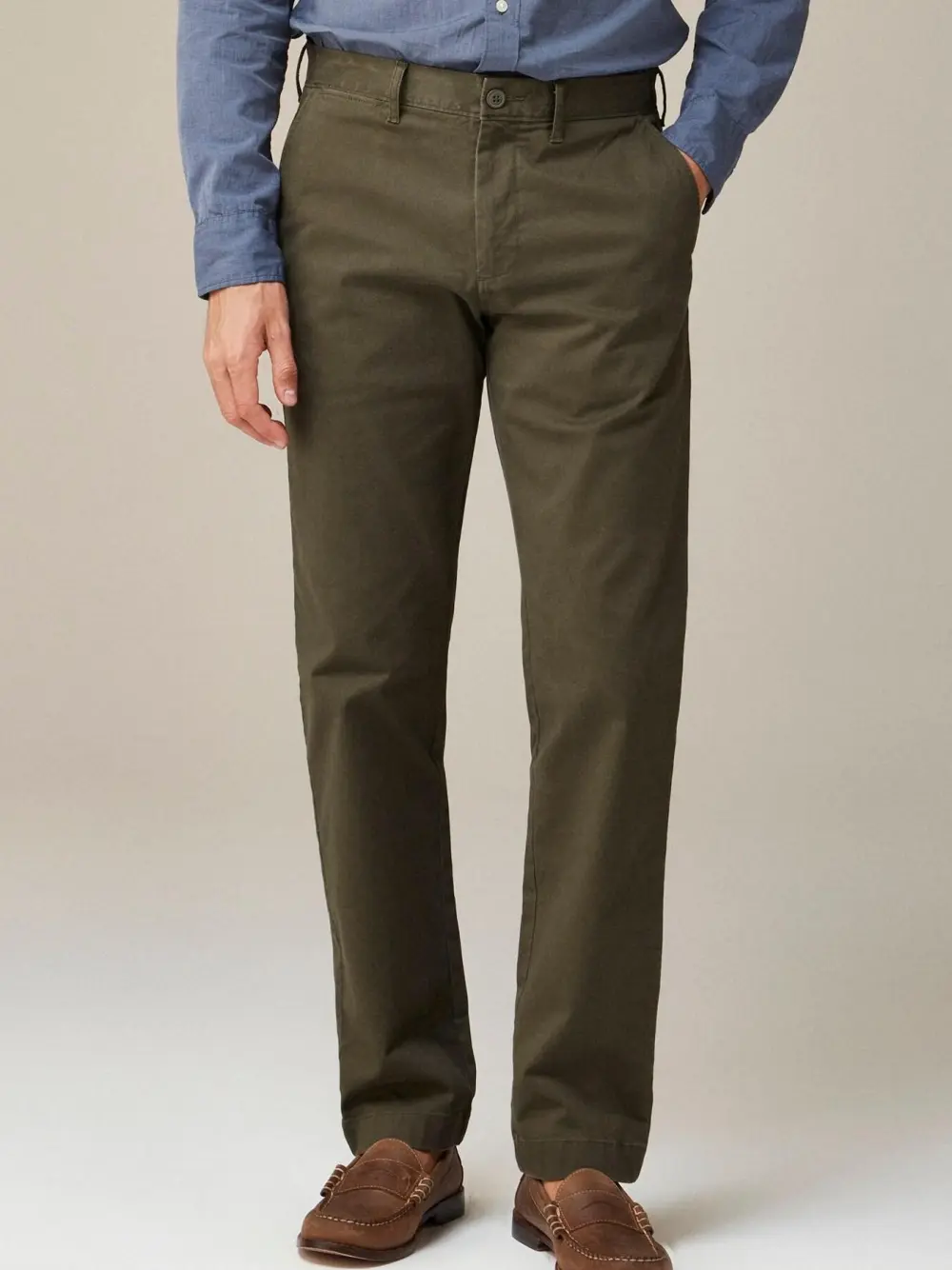 Olive Green Regular Fit Men's Chino Pants