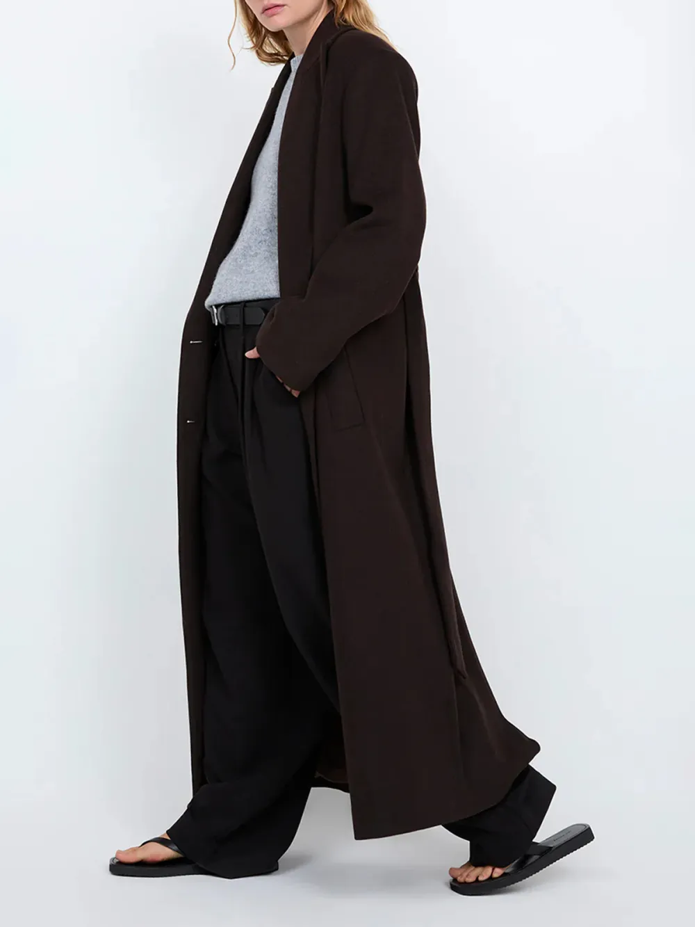 Casual Style Long Sleeve Coat Chocolate