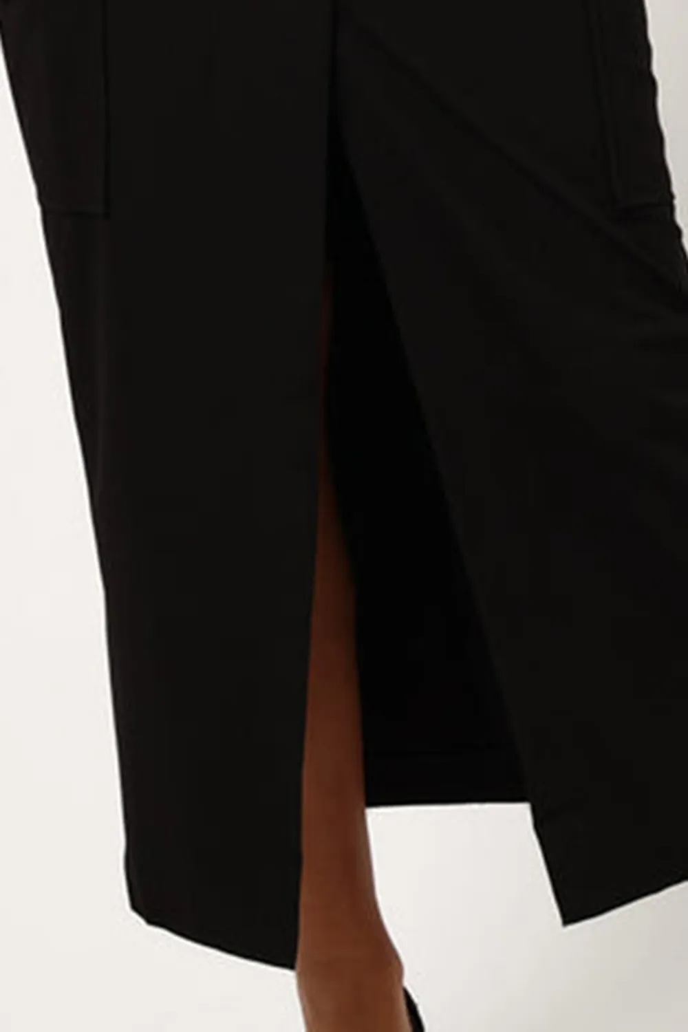 LEISURE MIDI HEM SLIT SKIRT