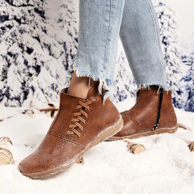 Women Winter Flat Heel Boots