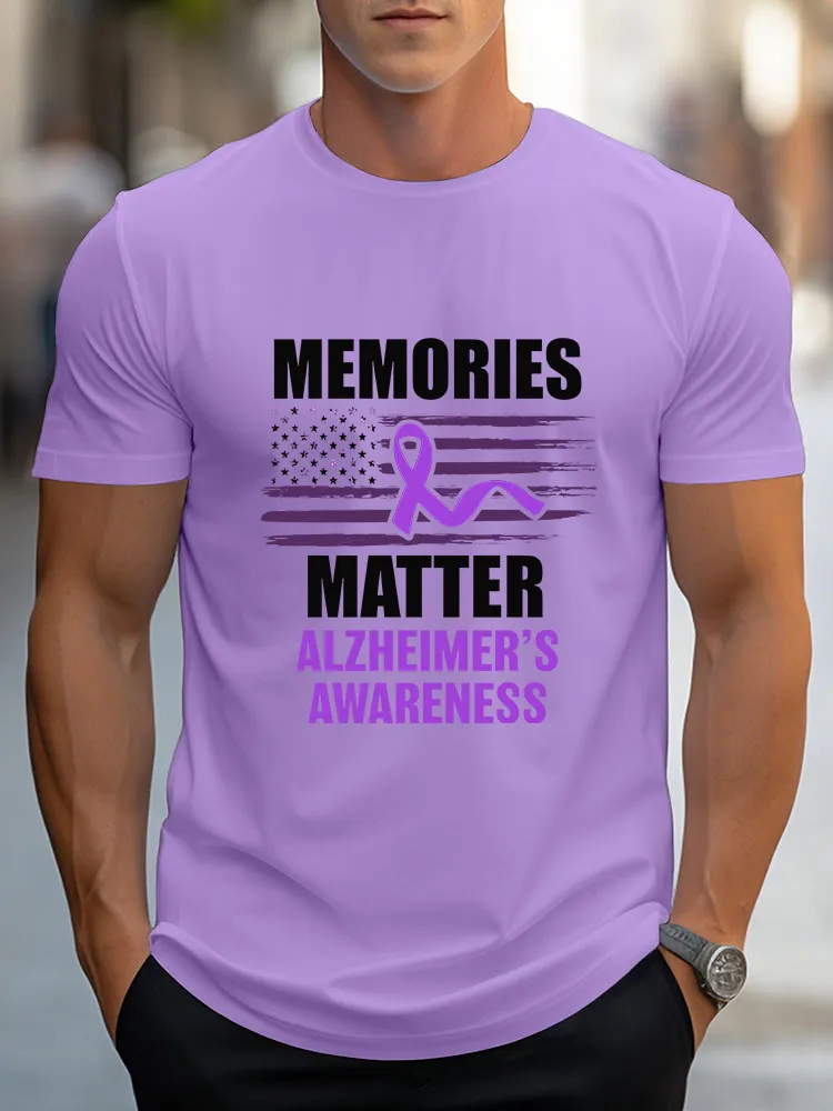 Men's T Shirt I Wear Purple For Alzheimer's Awareness