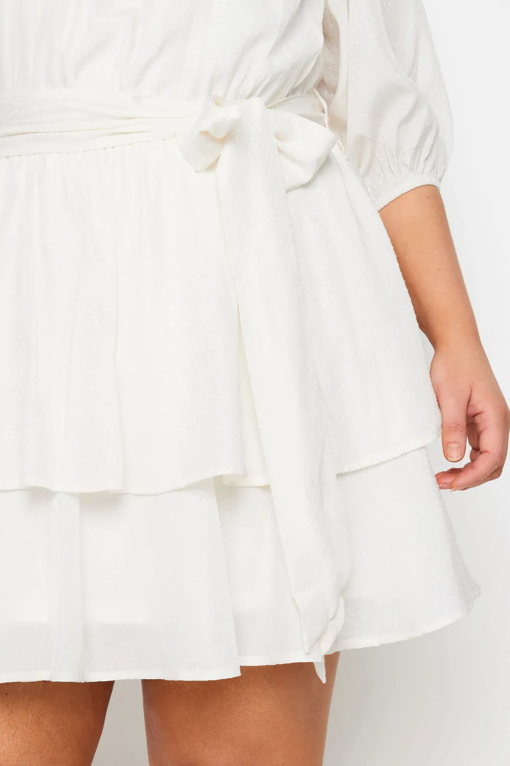 Evans White Bardot Ruffle Mini Dress