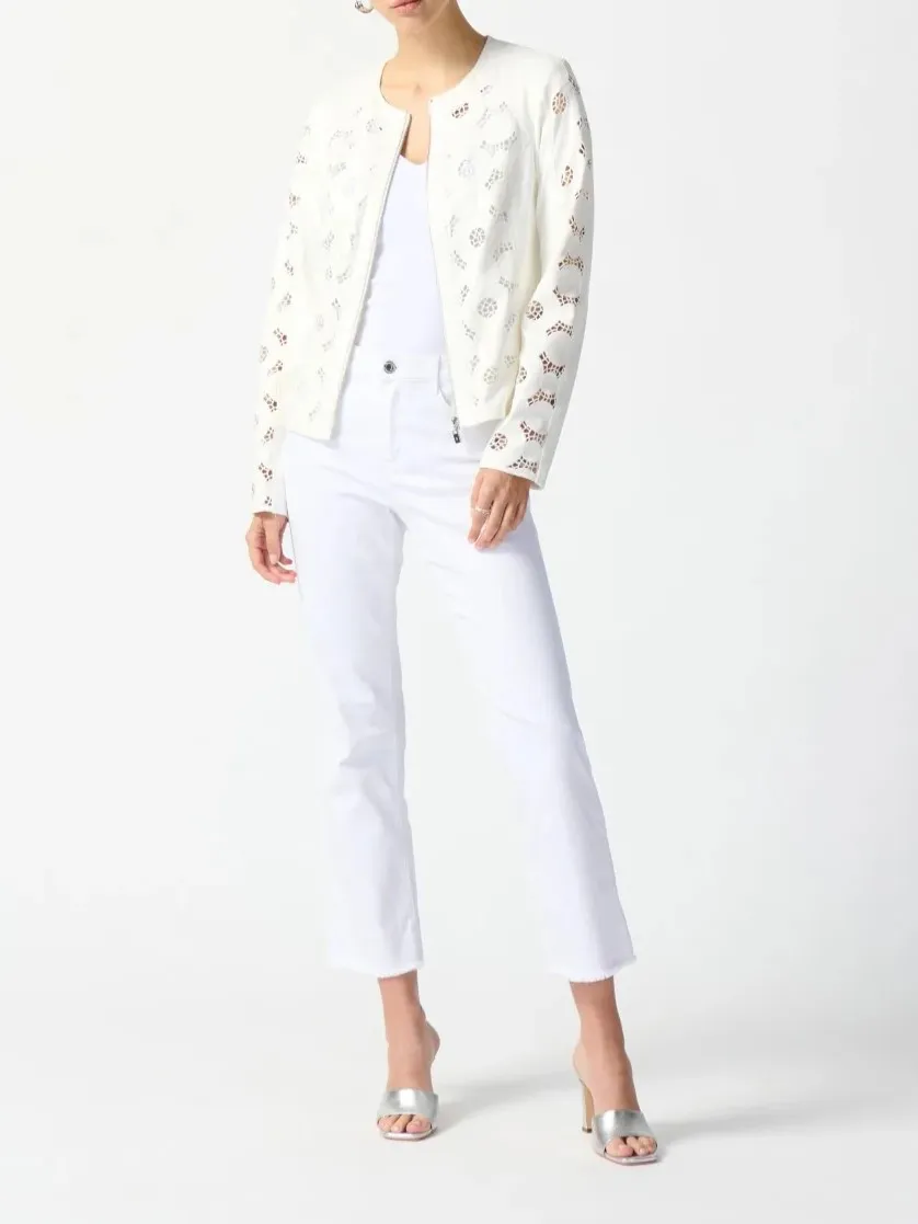 White Embroidered Zip - Front Jacket