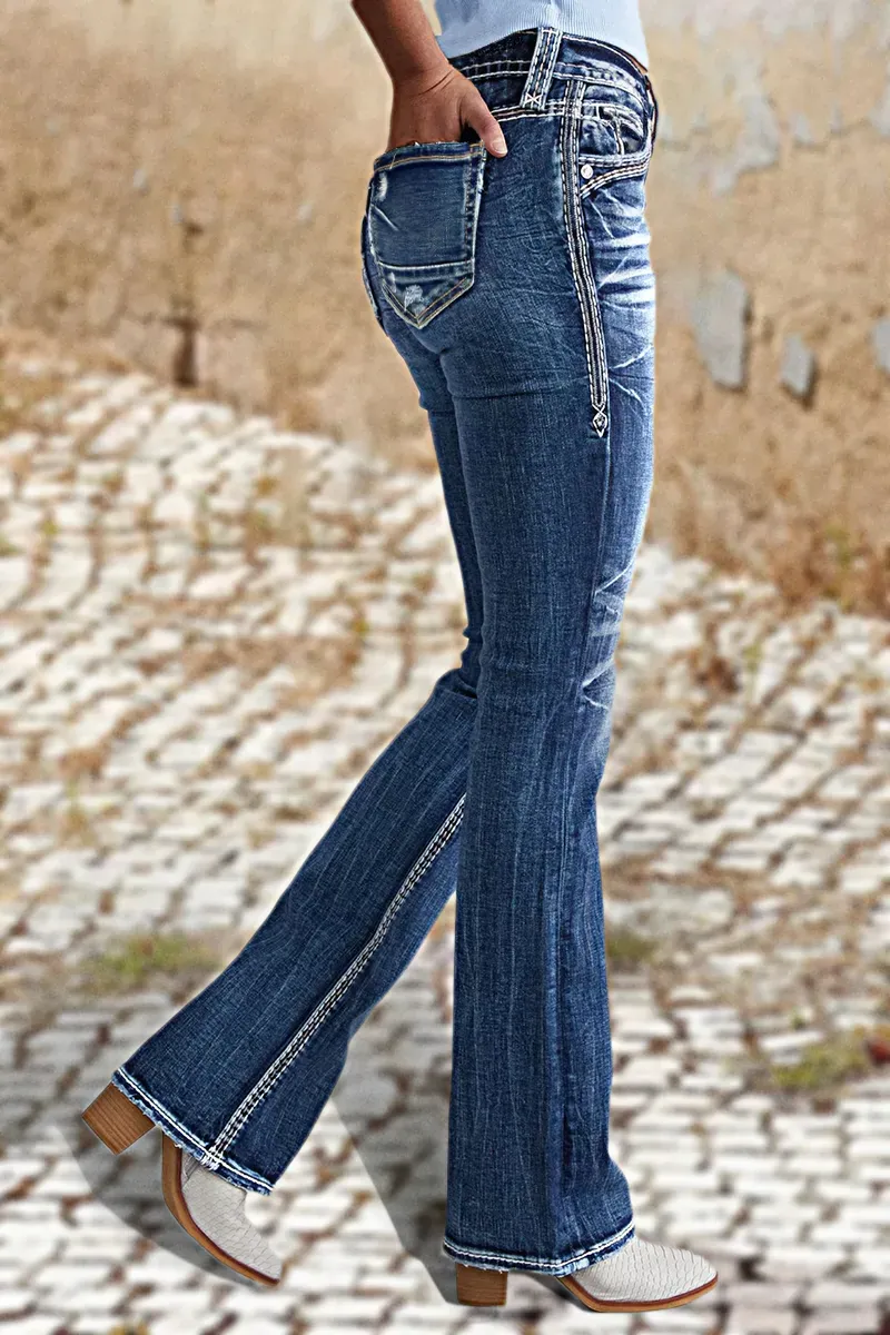 90s Vintage Slant Pocket Mid Waist Bootcut Jeans