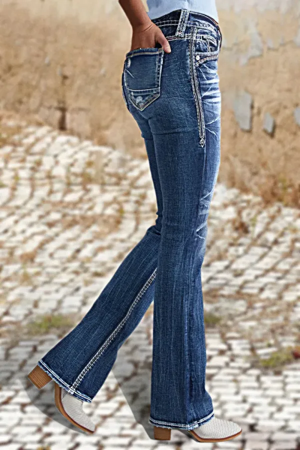 90s Vintage Slant Pocket Mid Waist Bootcut Jeans