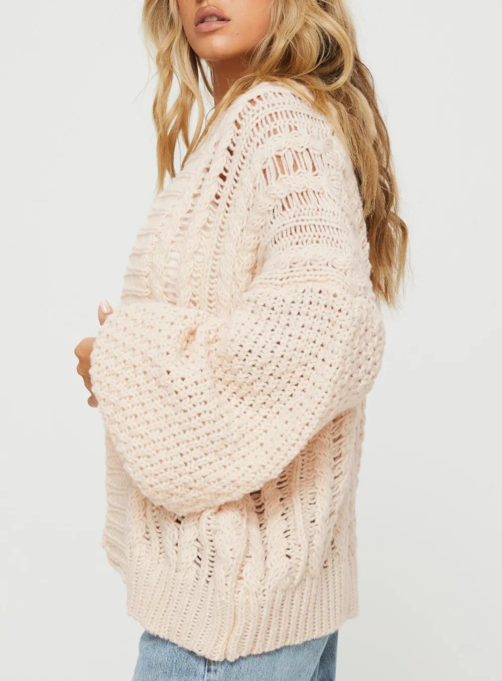 Cable Cardigan Oversized Cream