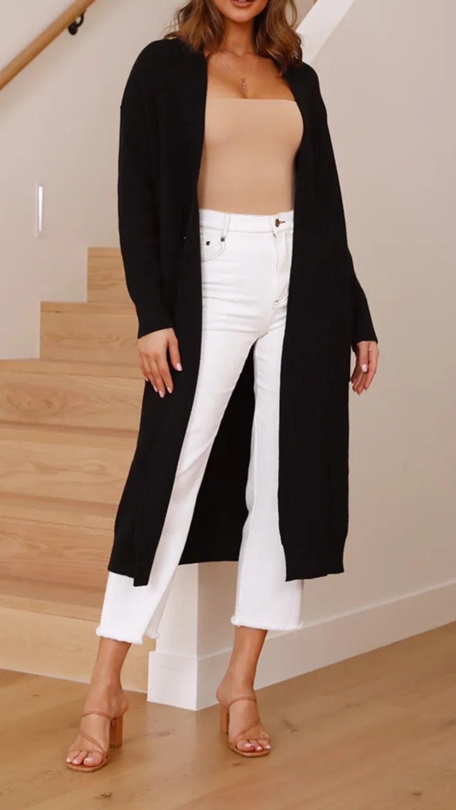 Solid Color Long Knitted Coat