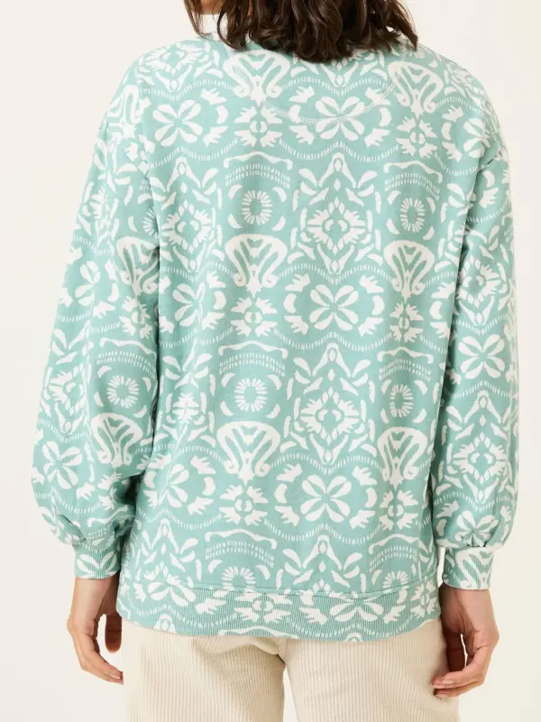 Green Printed Crew Neck Sweatshirt