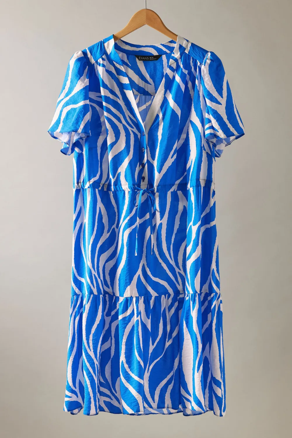 EVANS Curve Blue Abstract Print Midi Shirt Dress