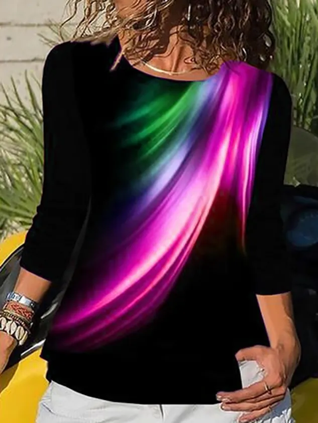 Women Summer Boho Sweet Long Sleeve Casual  Tops