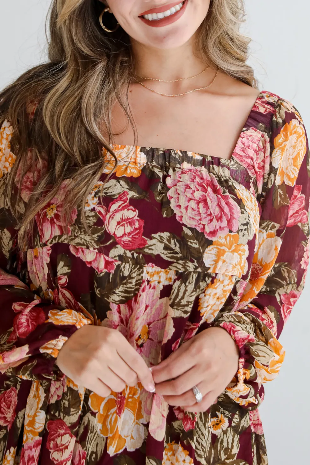 Breathtaking View Plum Floral Mini Dress