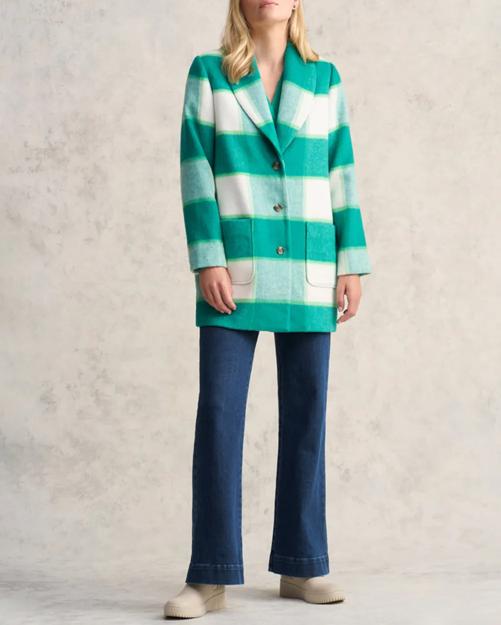 Checkered Double Breasted Coat