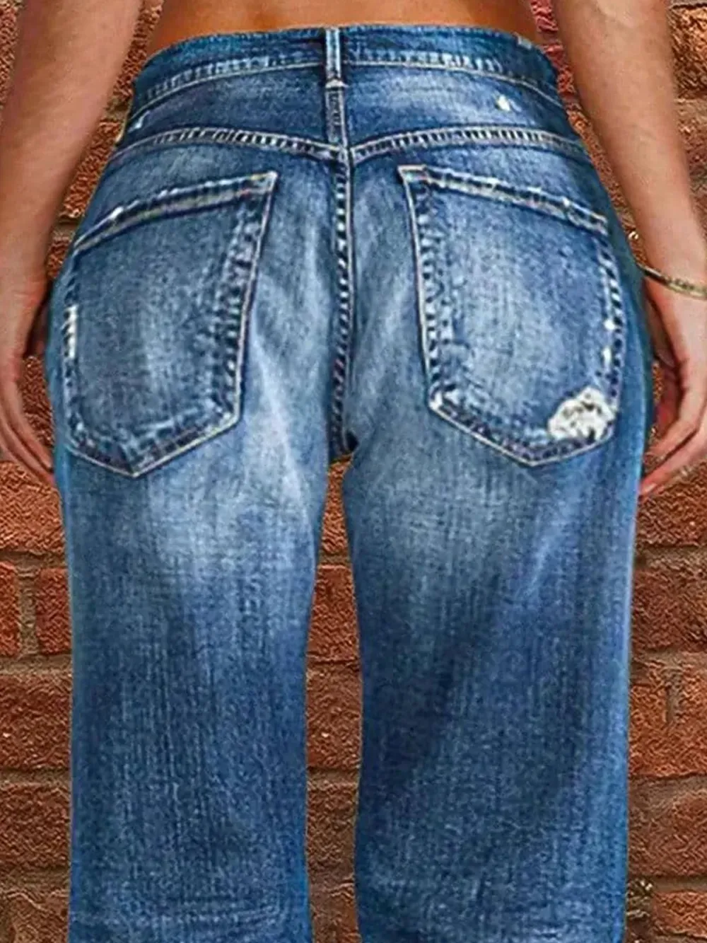 Loose Plain Casual Denim Jeans