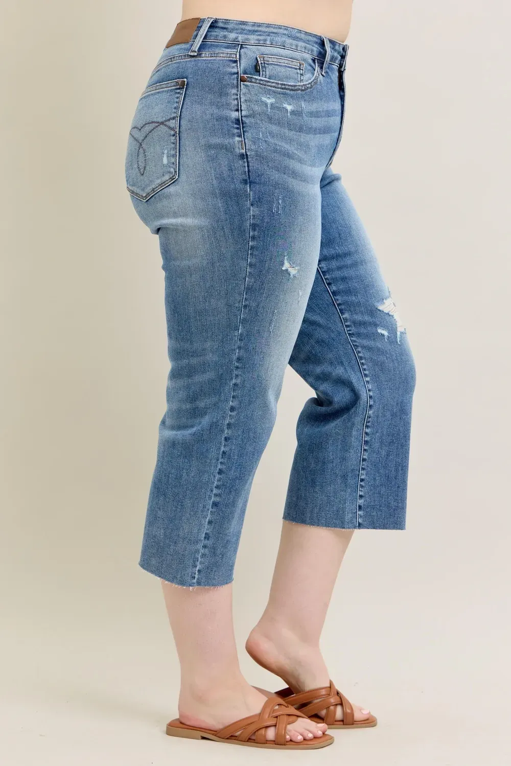 Daily Loose Worn-Out Holey Dark Blue Trousers