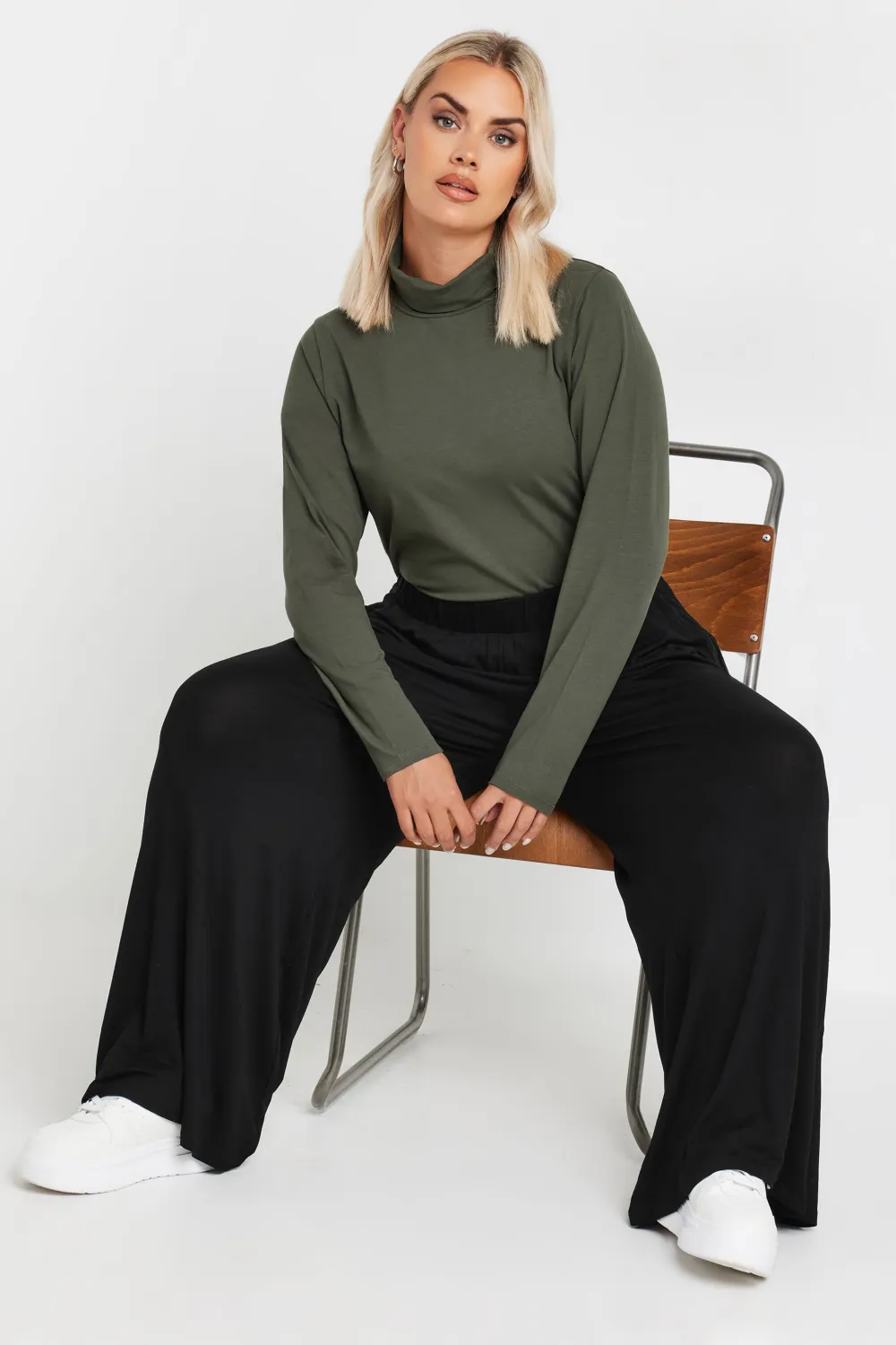 YOURS Curve Black Leopard Print Wide Leg Trousers