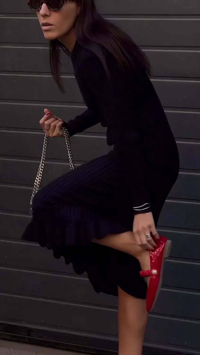 Women's Sweater Dress Knit Dress Jumper Dress Midi Dress Knitwear Elegant Fashion Pure Color Outdoor Daily Vacation Going out Crew Neck Long Sleeve Ruffle Patchwork 2023 Regular Fit Black Pink Beige