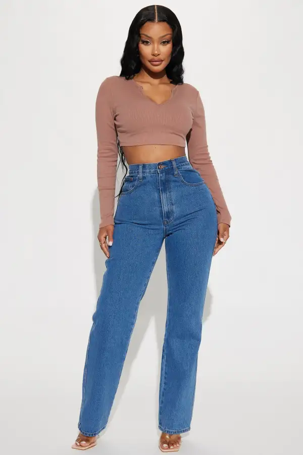 Top Notch Girl Long Sleeve Top - Mocha