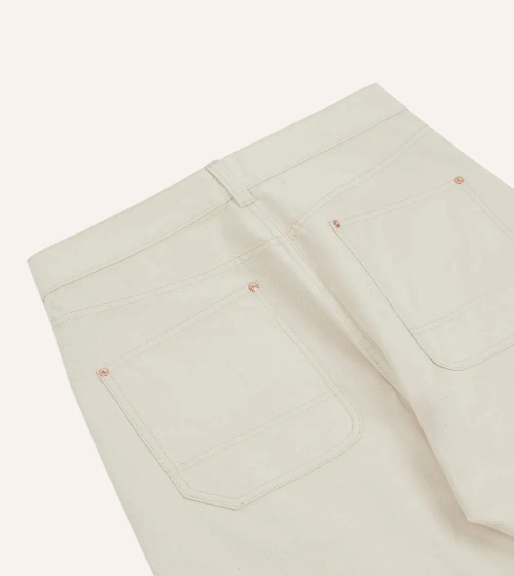 Ecru Cotton Canvas Jeans Daily