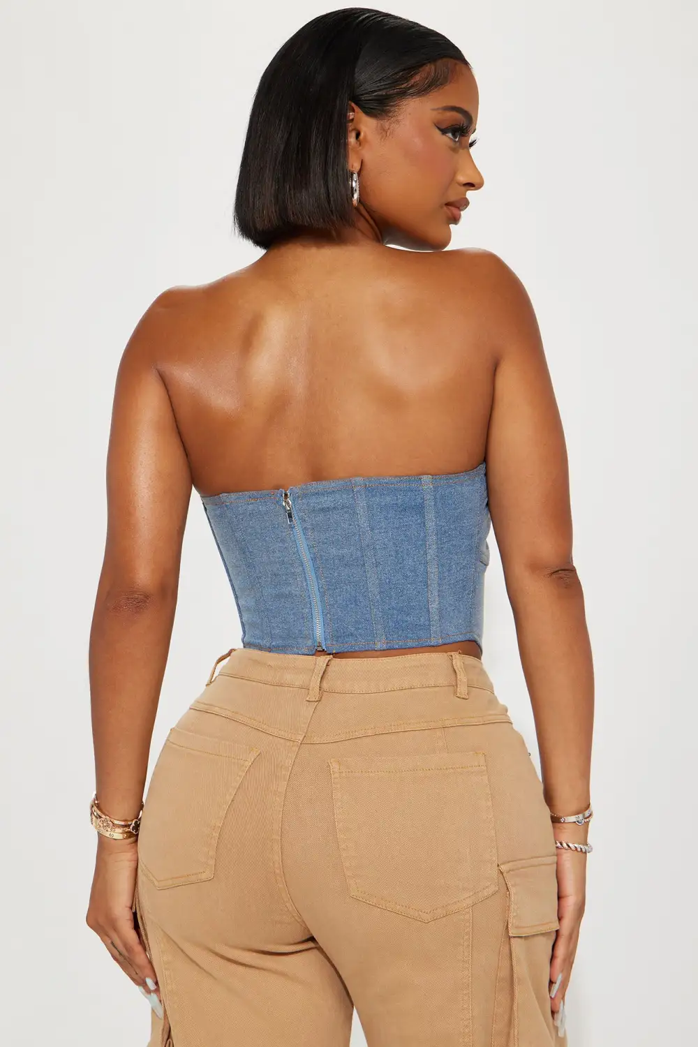 Fueling Temptations Denim Corset Top - Light Wash