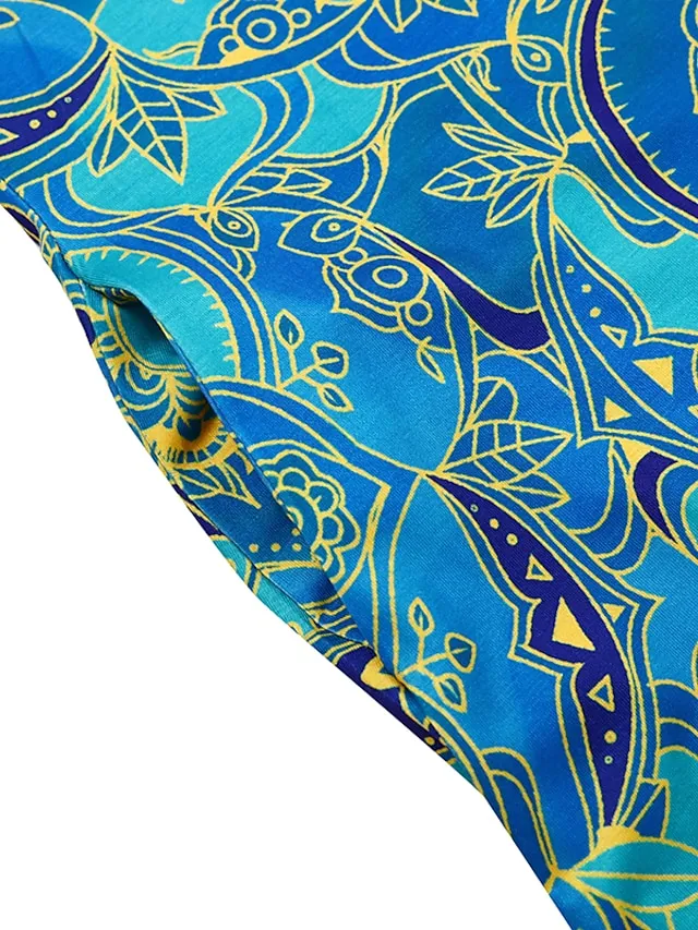 Women's Casual Dress Ethnic Dress Shift Dress Long Dress Maxi Dress Black Pink Wine Short Sleeve Floral Print Spring Summer Crew Neck Vintage Daily Vacation Weekend 2023 S M L XL XXL 3XL