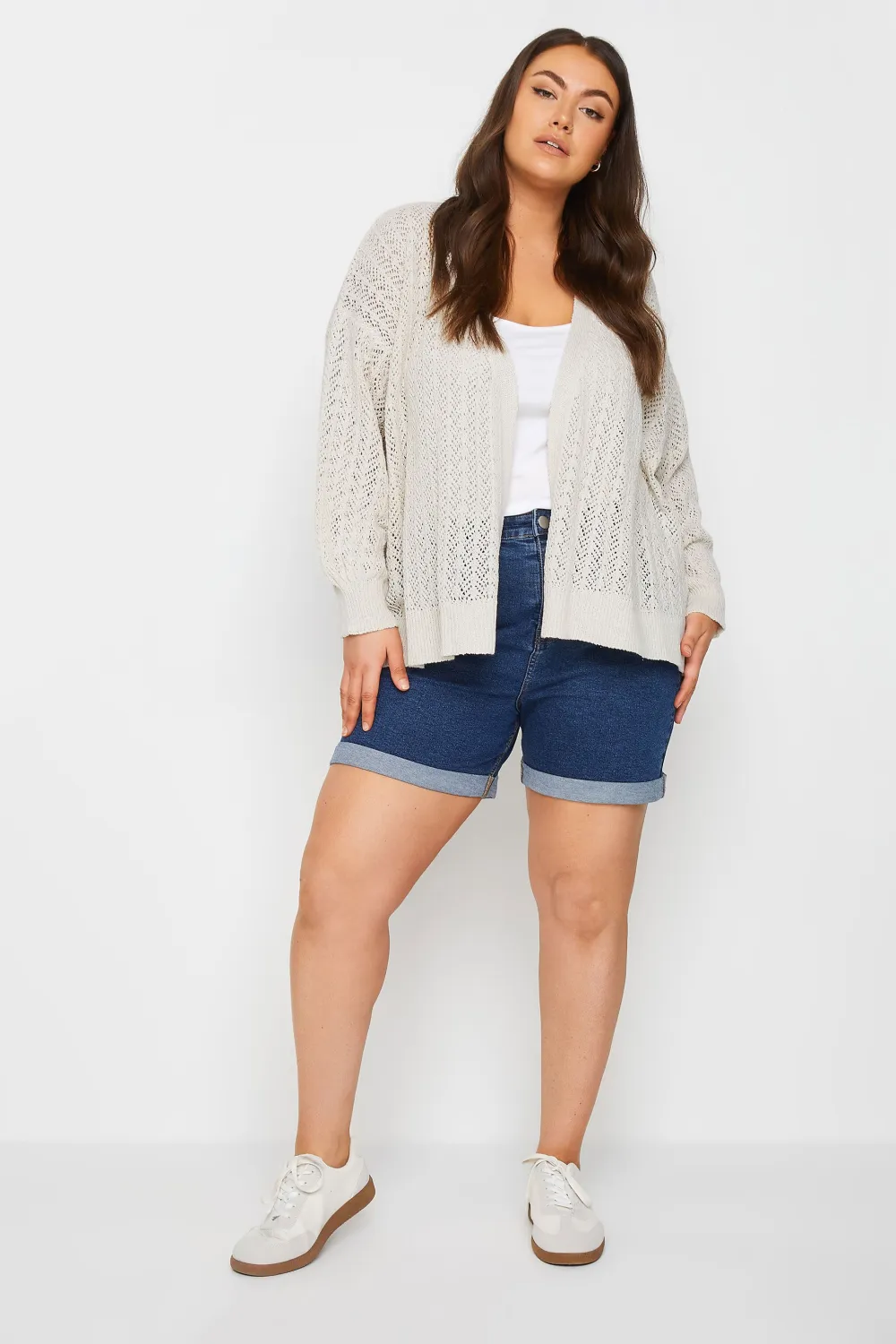 YOURS Curve Pink Pointelle Cardigan