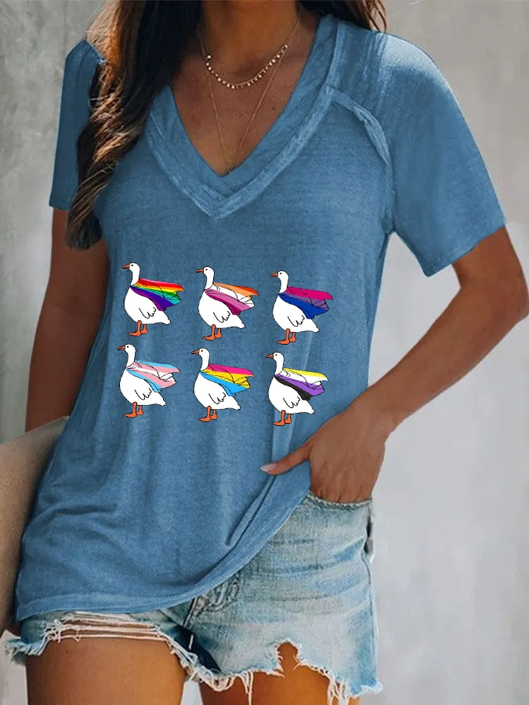 Women'S V-Neck Pride Month Short-Sleeved T-Shirt