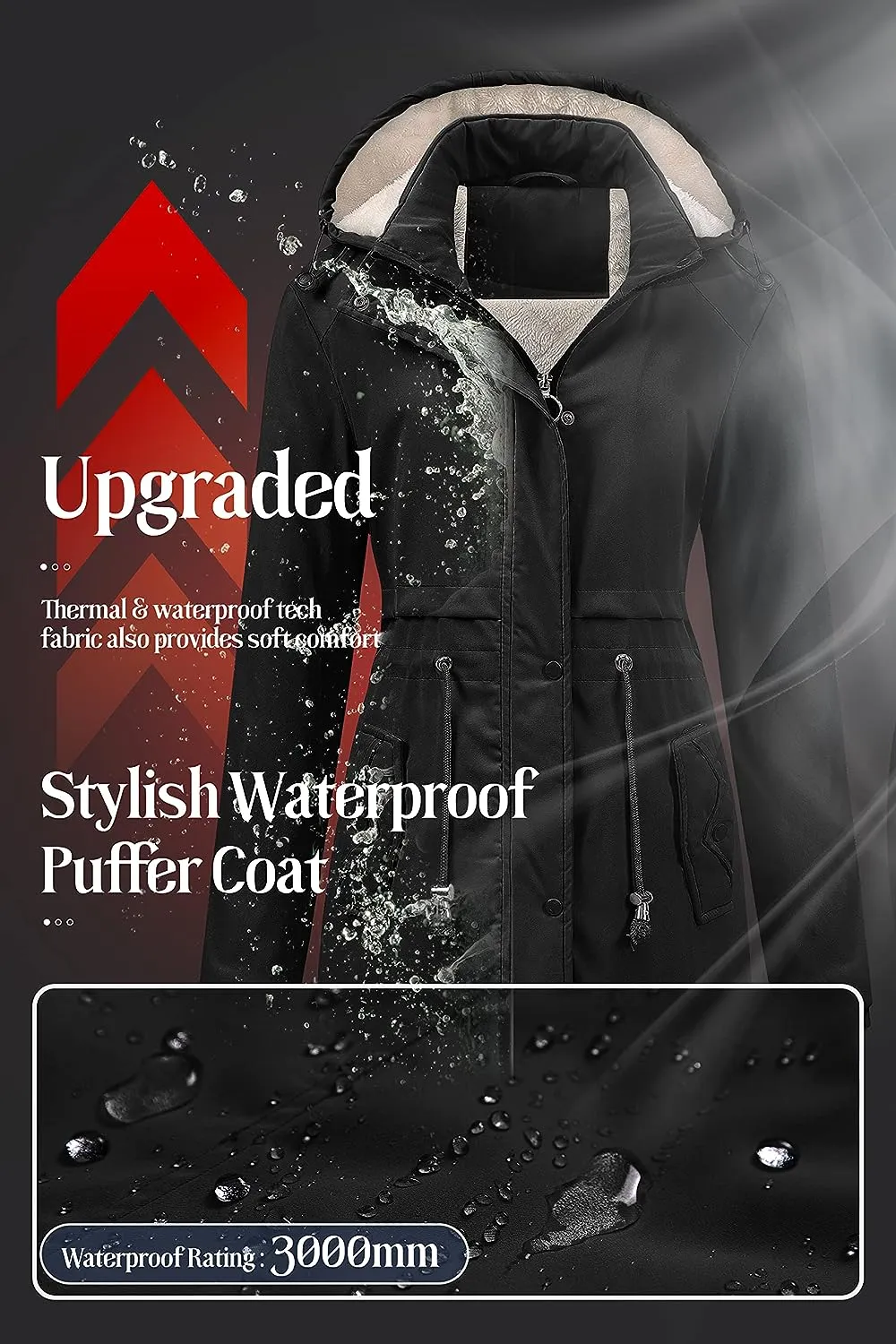 Women's Mid-Length Parka Winter Outerwear Jacket Soft Fleece Warm Snow Coat