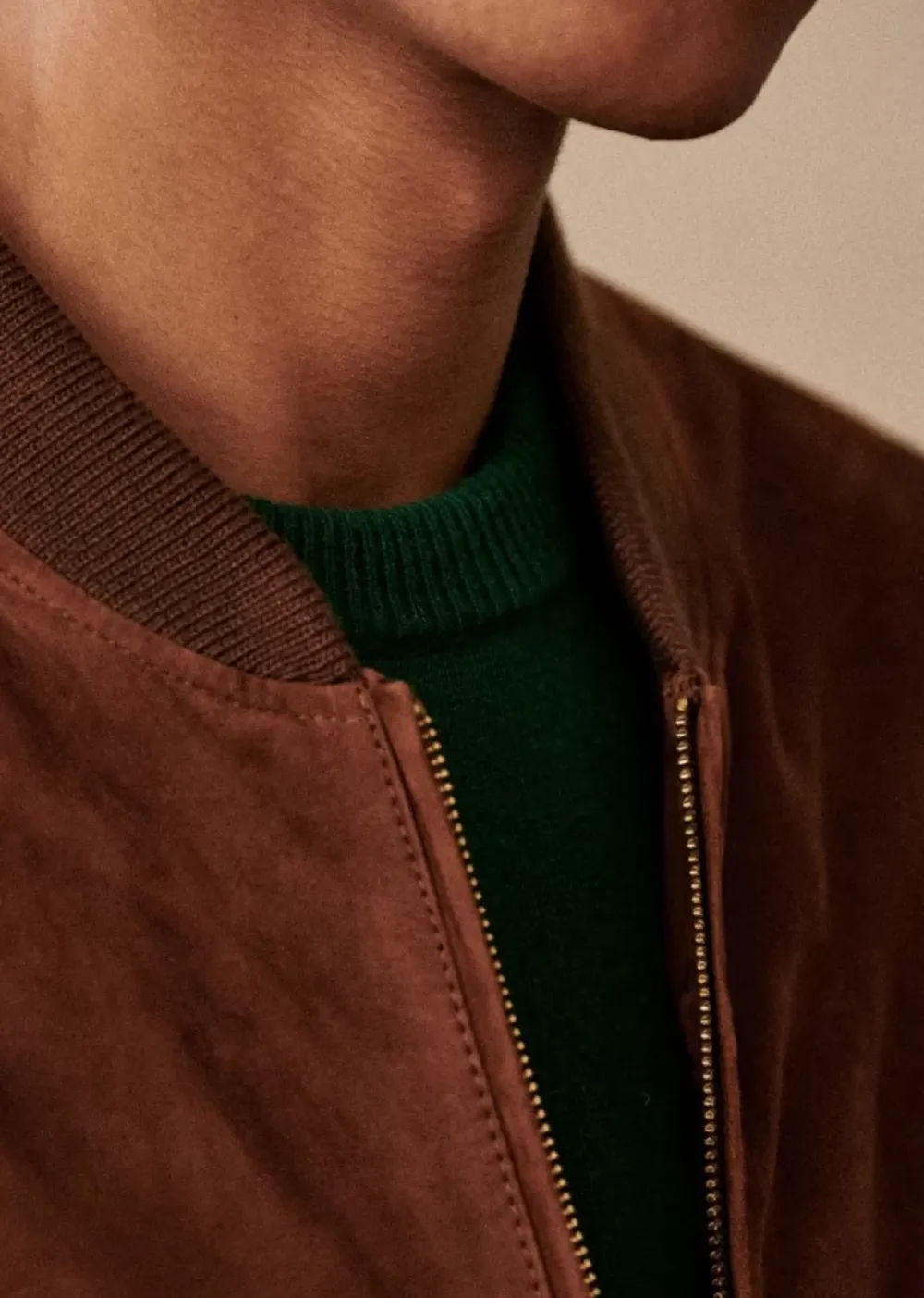 Suede Crew Neck Jackets