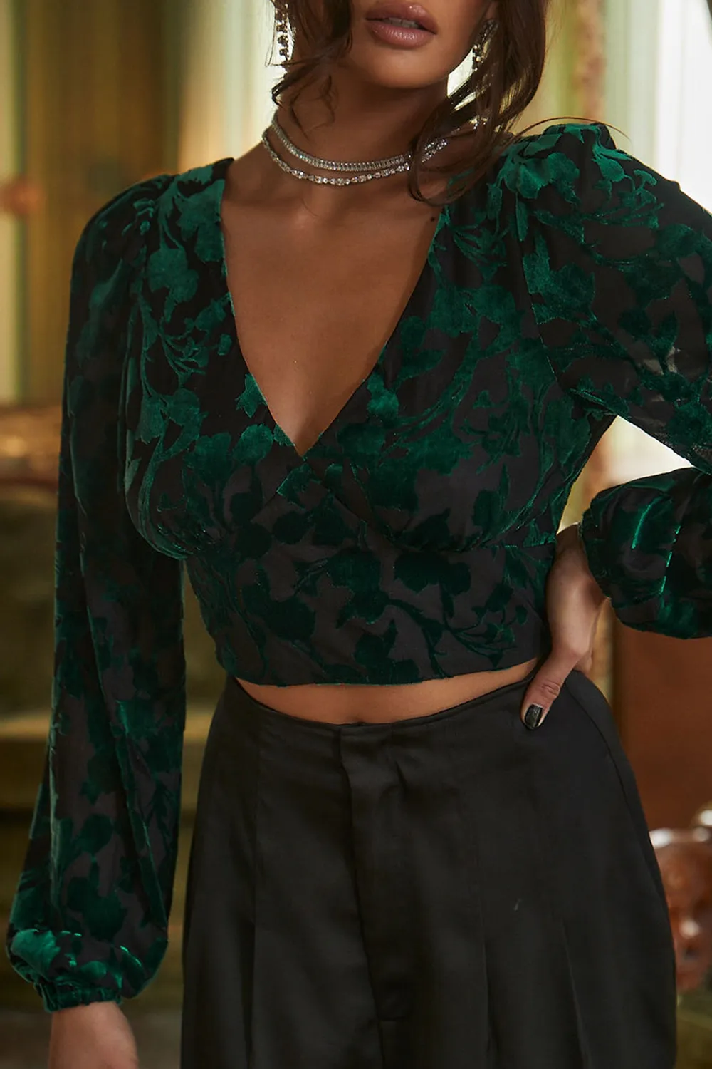 White V-Neck Floral Shirt