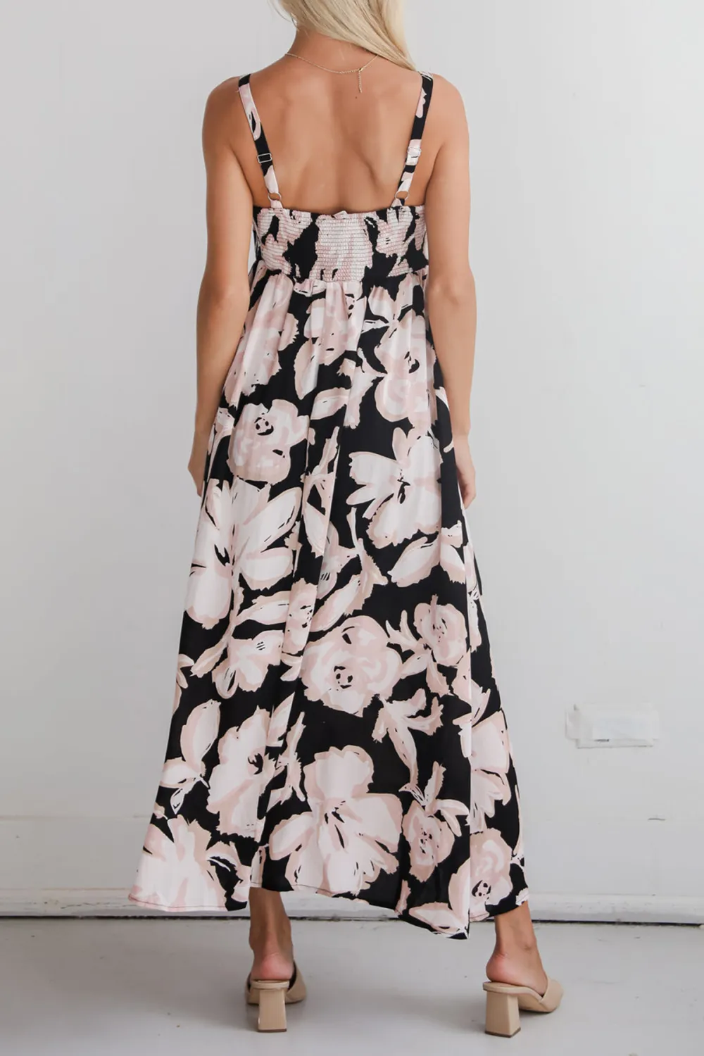 Convincingly Sweet Black Floral Midi Dress