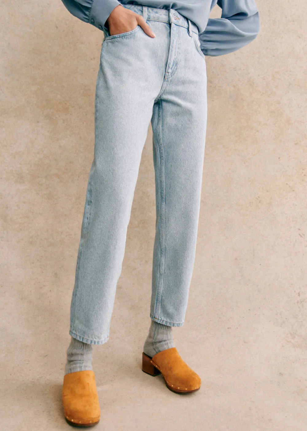 Mid-Rise Wide-leg Denim Trousers