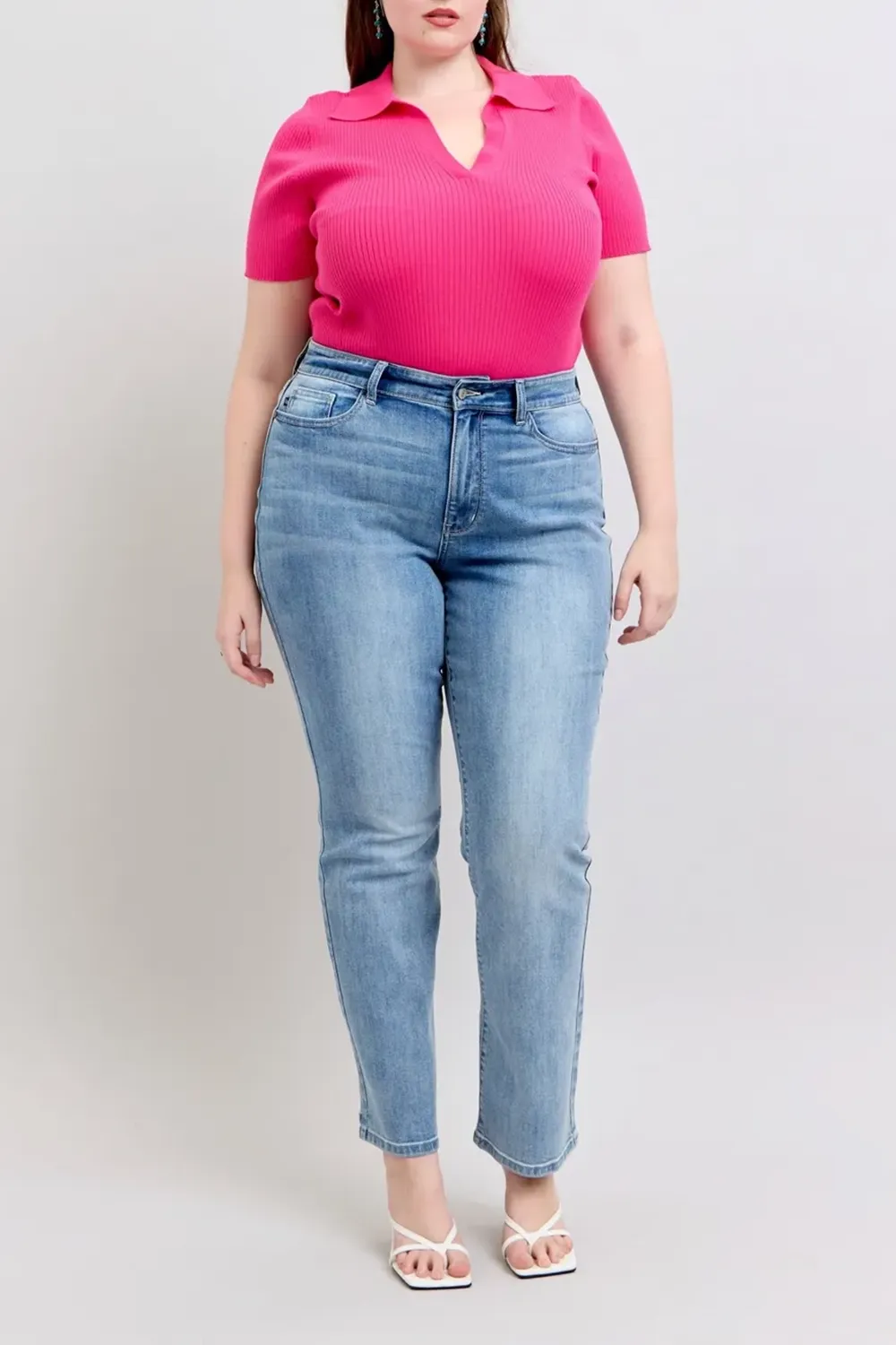 Blue Retro Simple Slim-Fit  Trousers