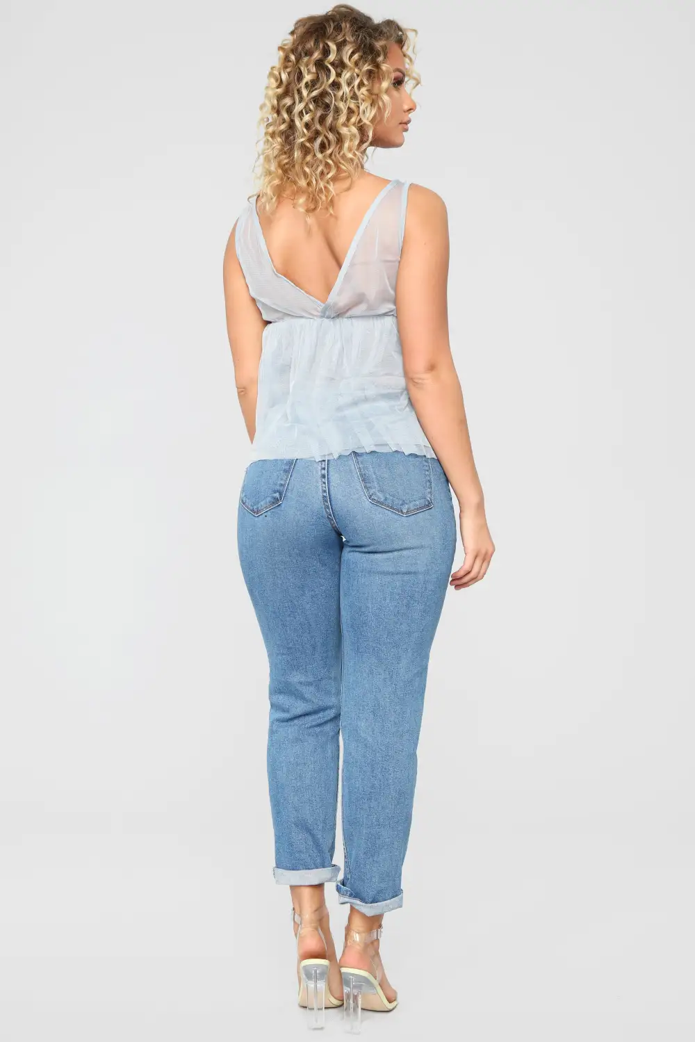 Stay Out Late Peplum Top - Slate Blue