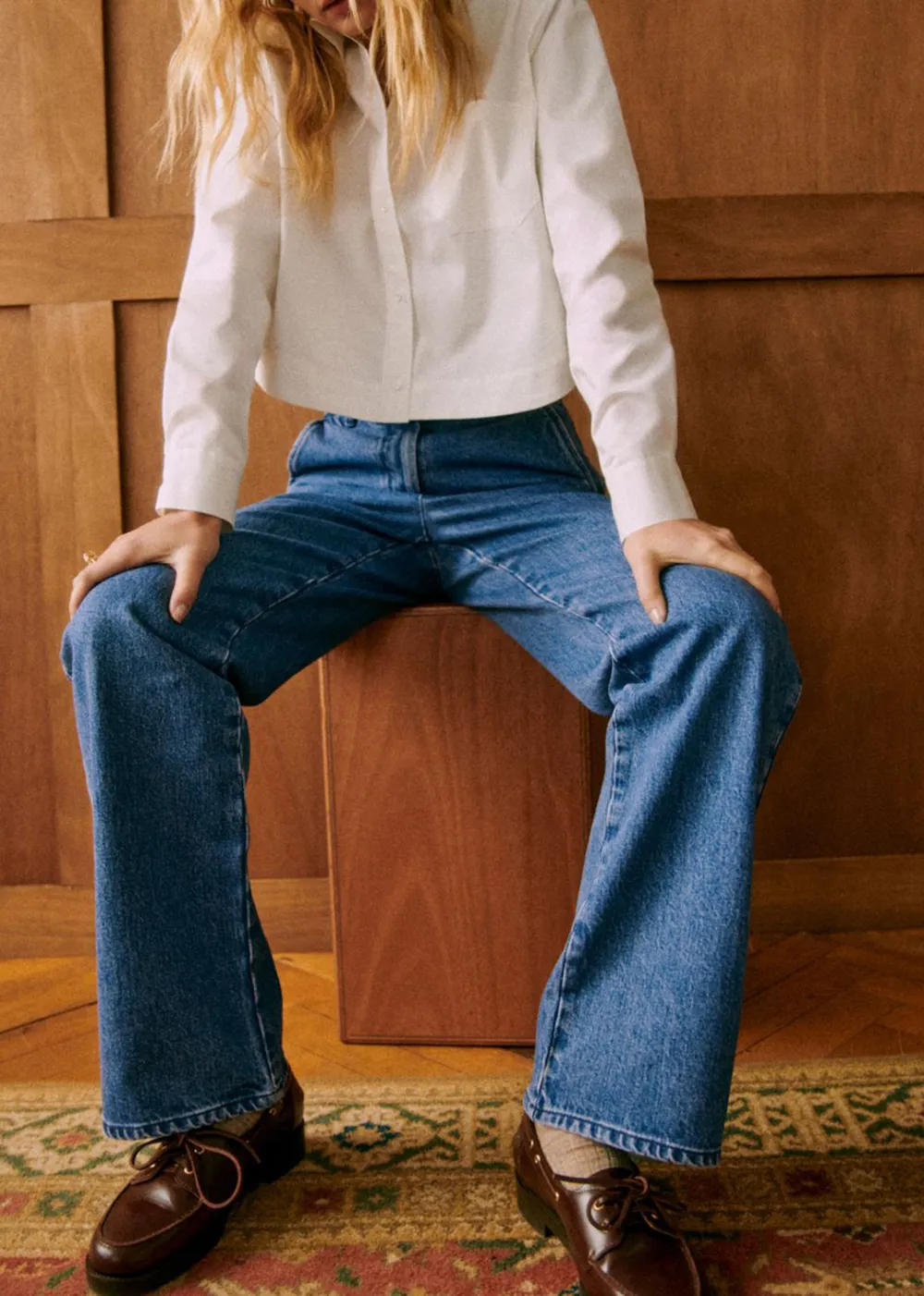 High Waist Flared Denim Trousers