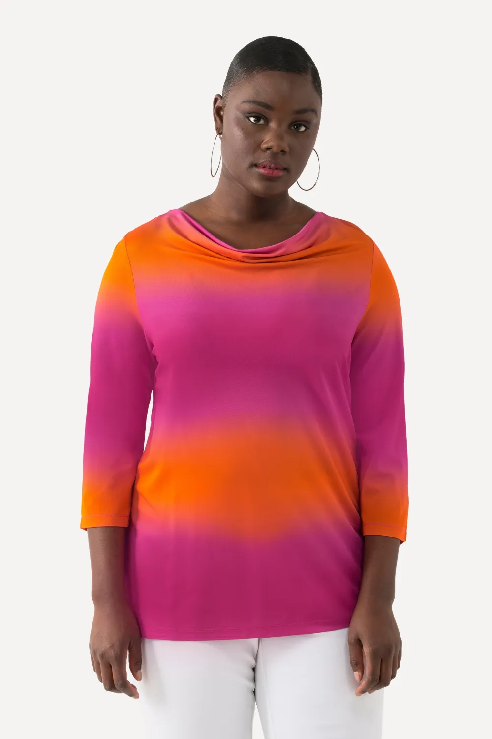 Slinkyshirt, Piqué, Wasserfall-Ausschnitt, 3/4-Arm