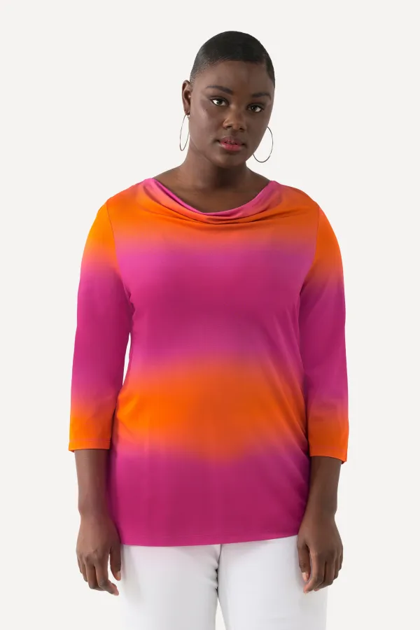 Slinkyshirt, Piqué, Wasserfall-Ausschnitt, 3/4-Arm