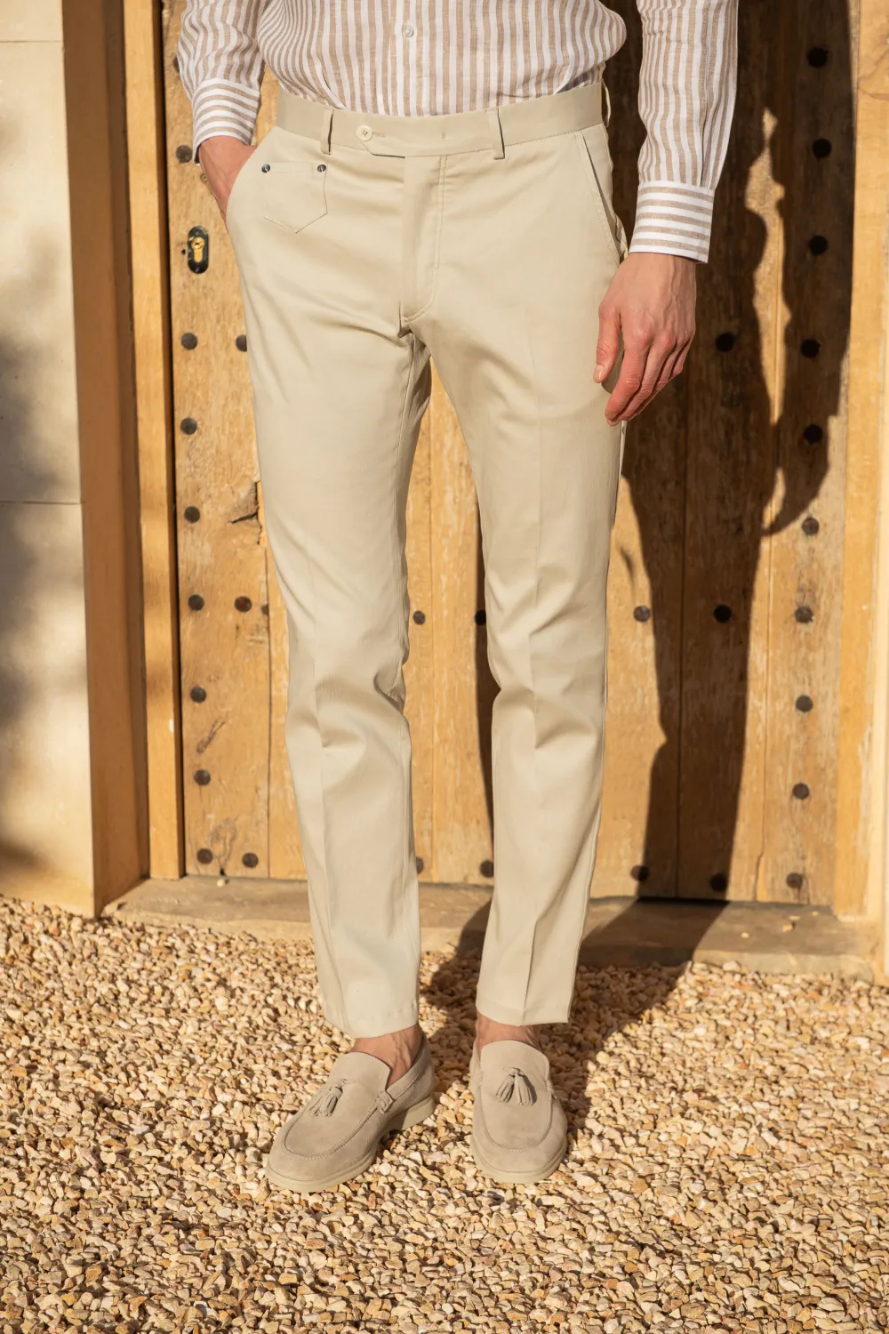 Ecru Cotton Trousers