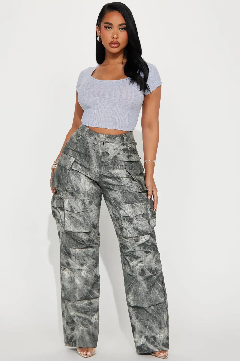 Walk My Way Crop Top - Grey